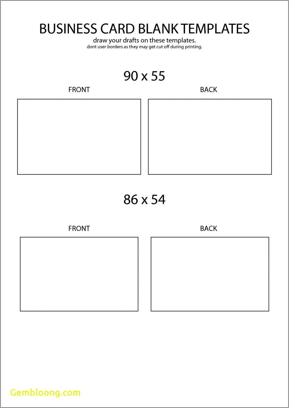 Blank Business Card Template Microsoft Word Download