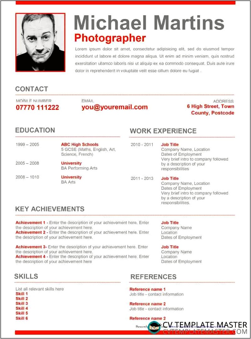 Bold Resume Template Free Microsoft