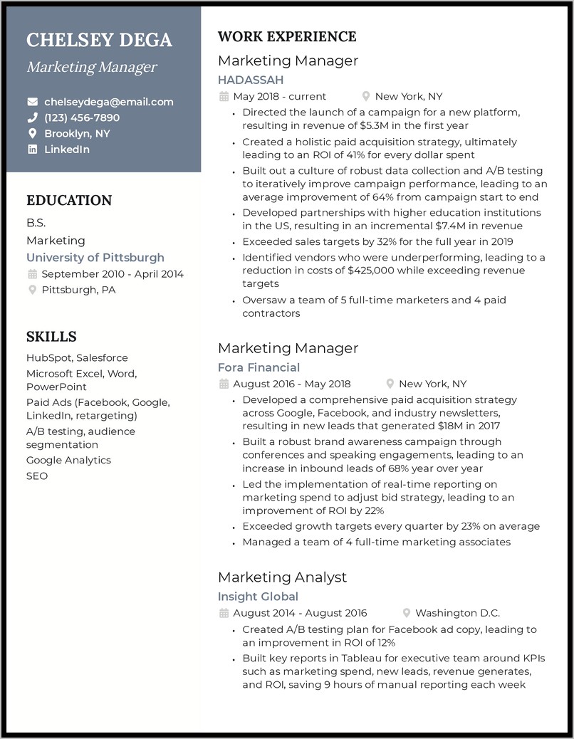 Brand Marketing Job Description Resume