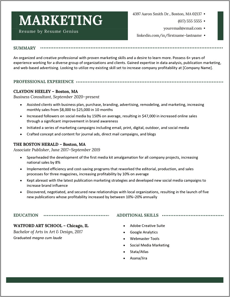 Branding Statement On Resume Example