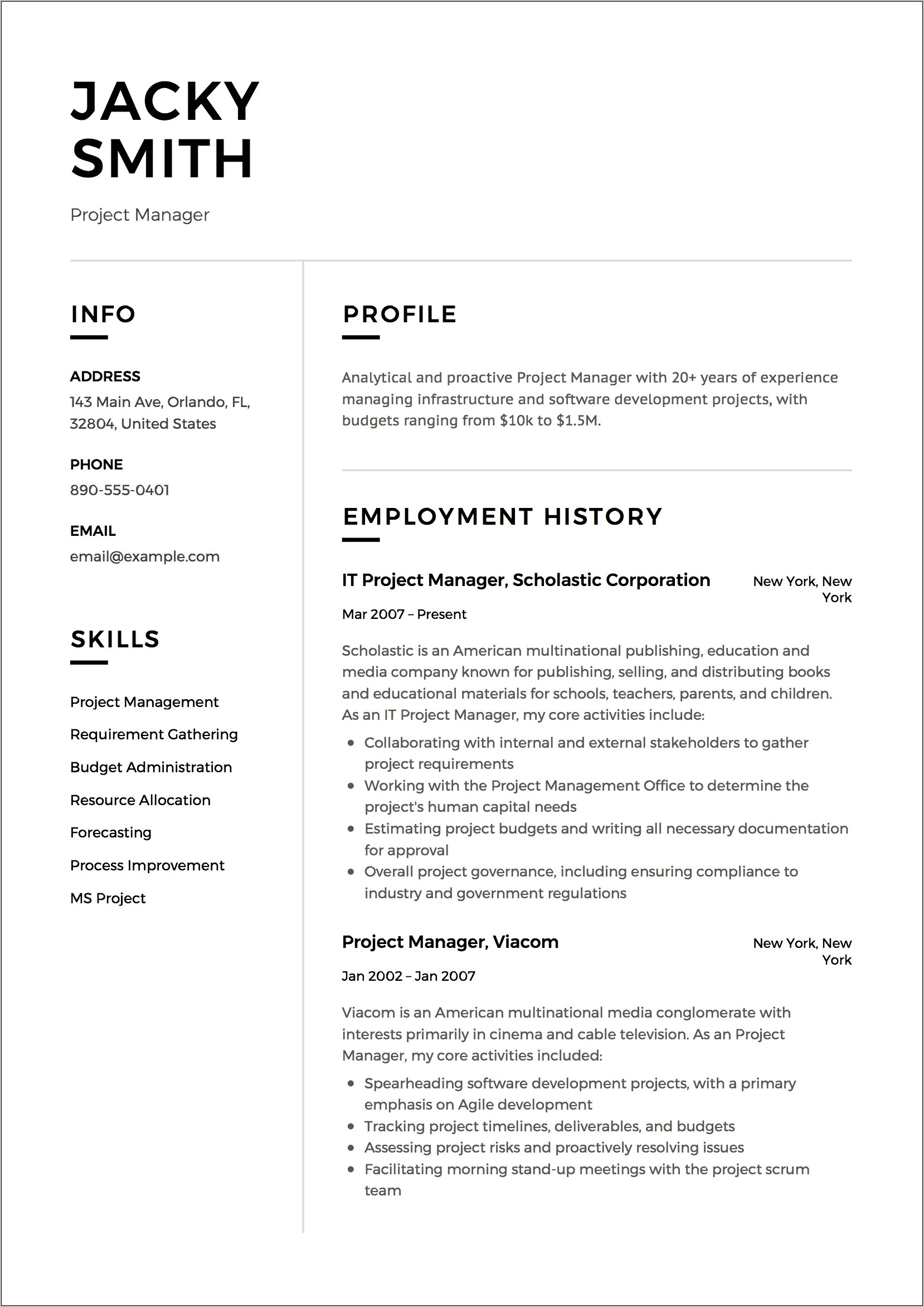 Budget Manager Resume Objective Examples