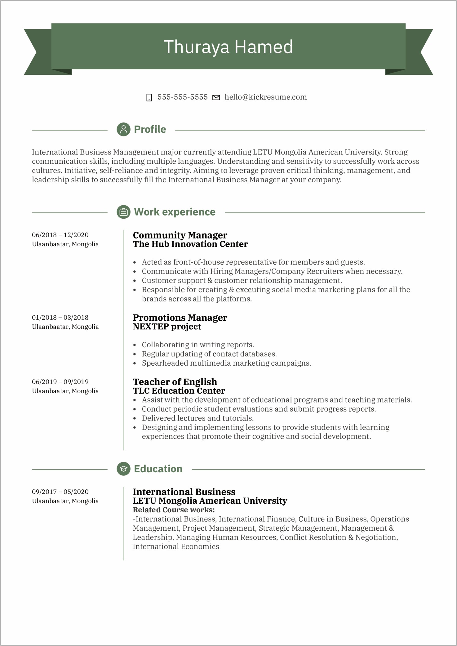 Business Administration Internship Resume Examples