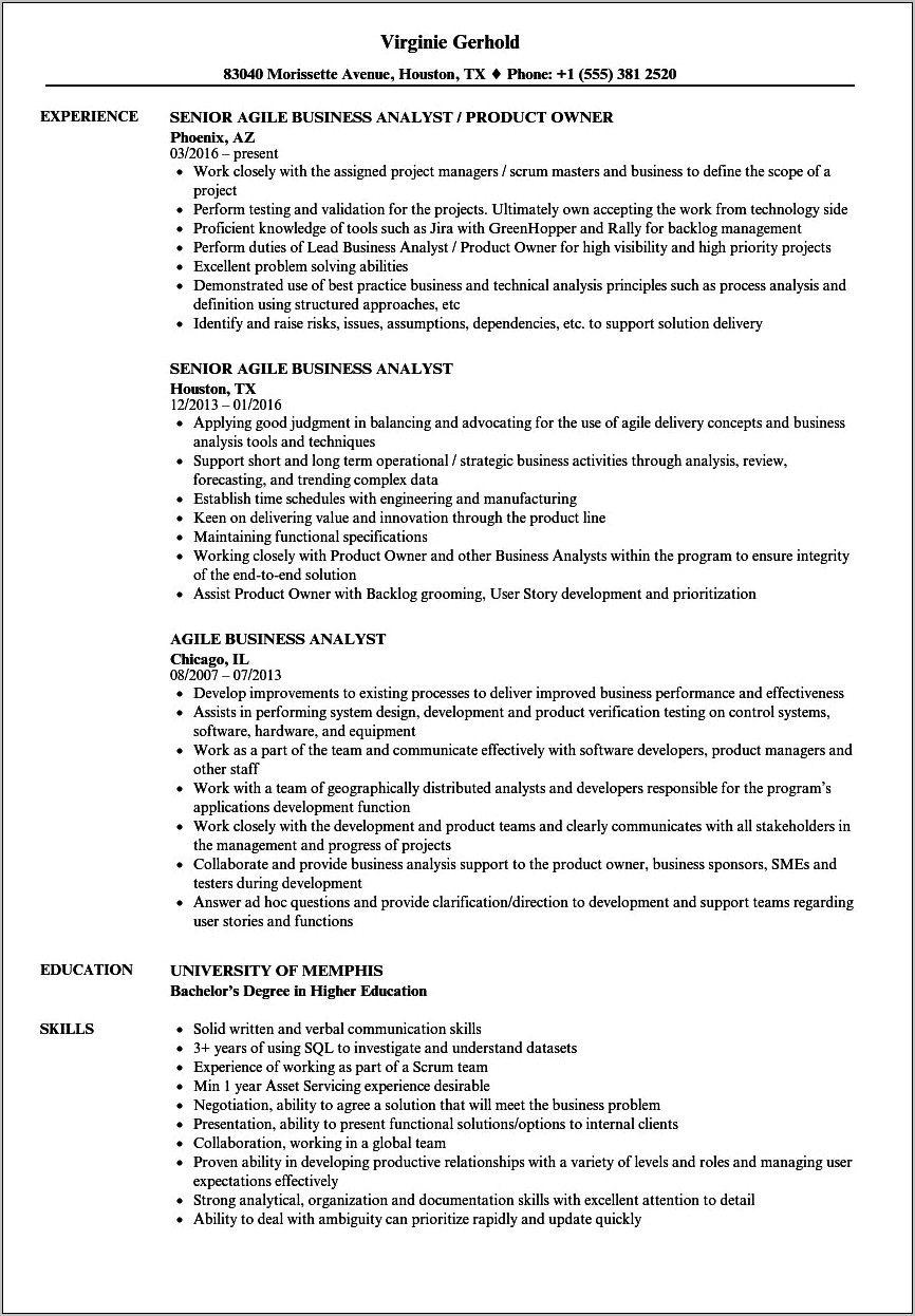 Business Analyst Jobs Skills Resume