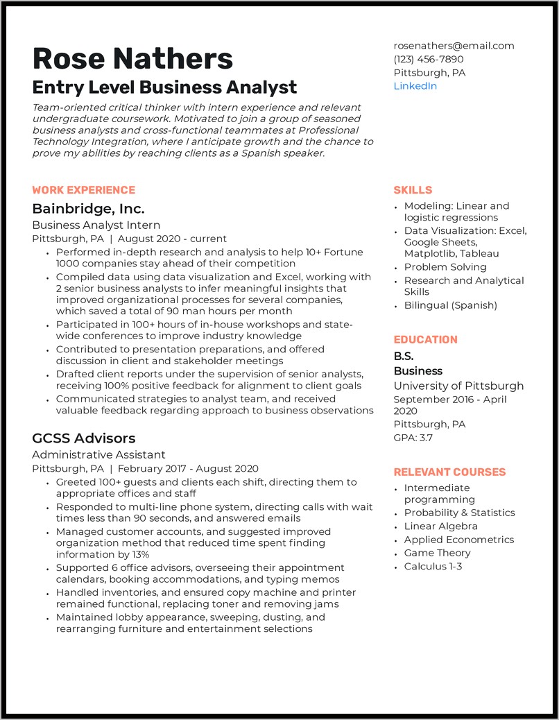 Business Analyst Resume Sample Canada