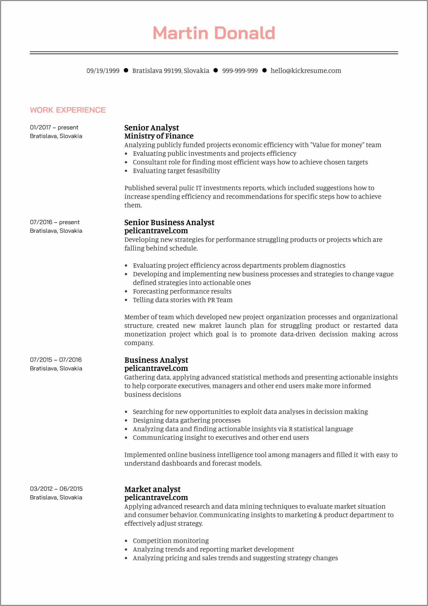 Business Analyst Skill Set Resume