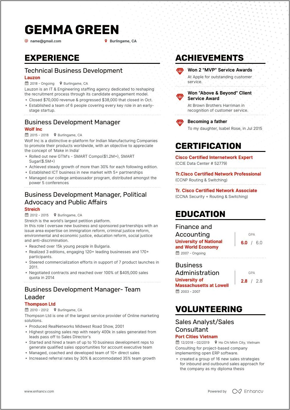 Business Development Manager Recruiter Resume