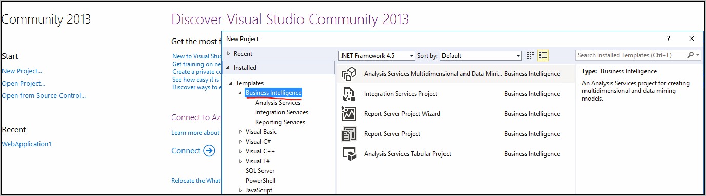 Business Intelligence Templates For Visual Studio 2017 Download