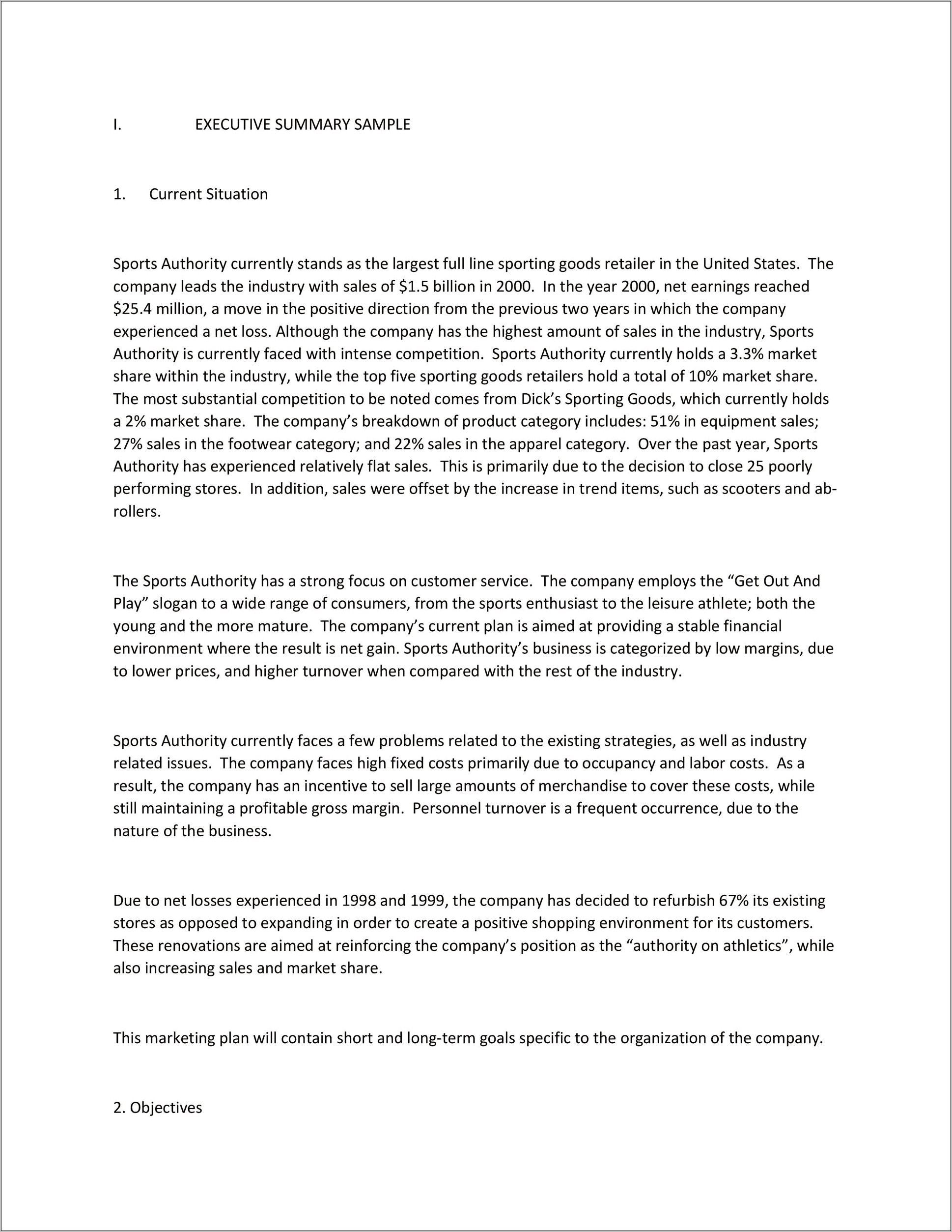 Business Plan Executive Summary Template Download