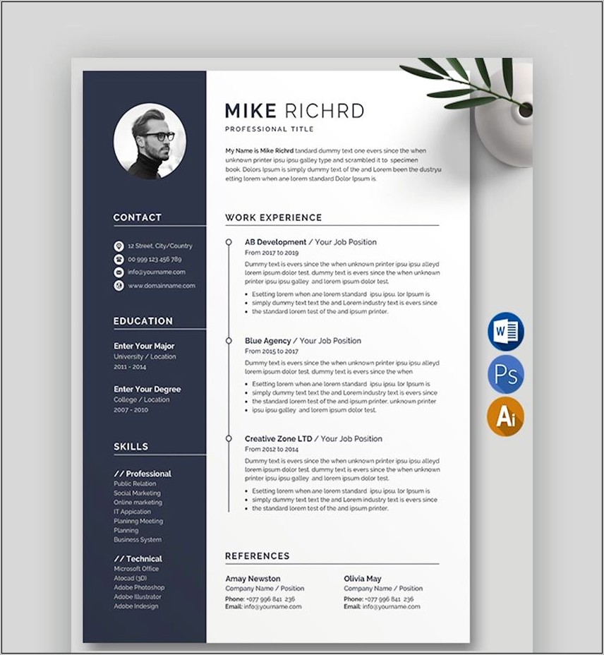 Business Resume Microsoft Skills Photoshop