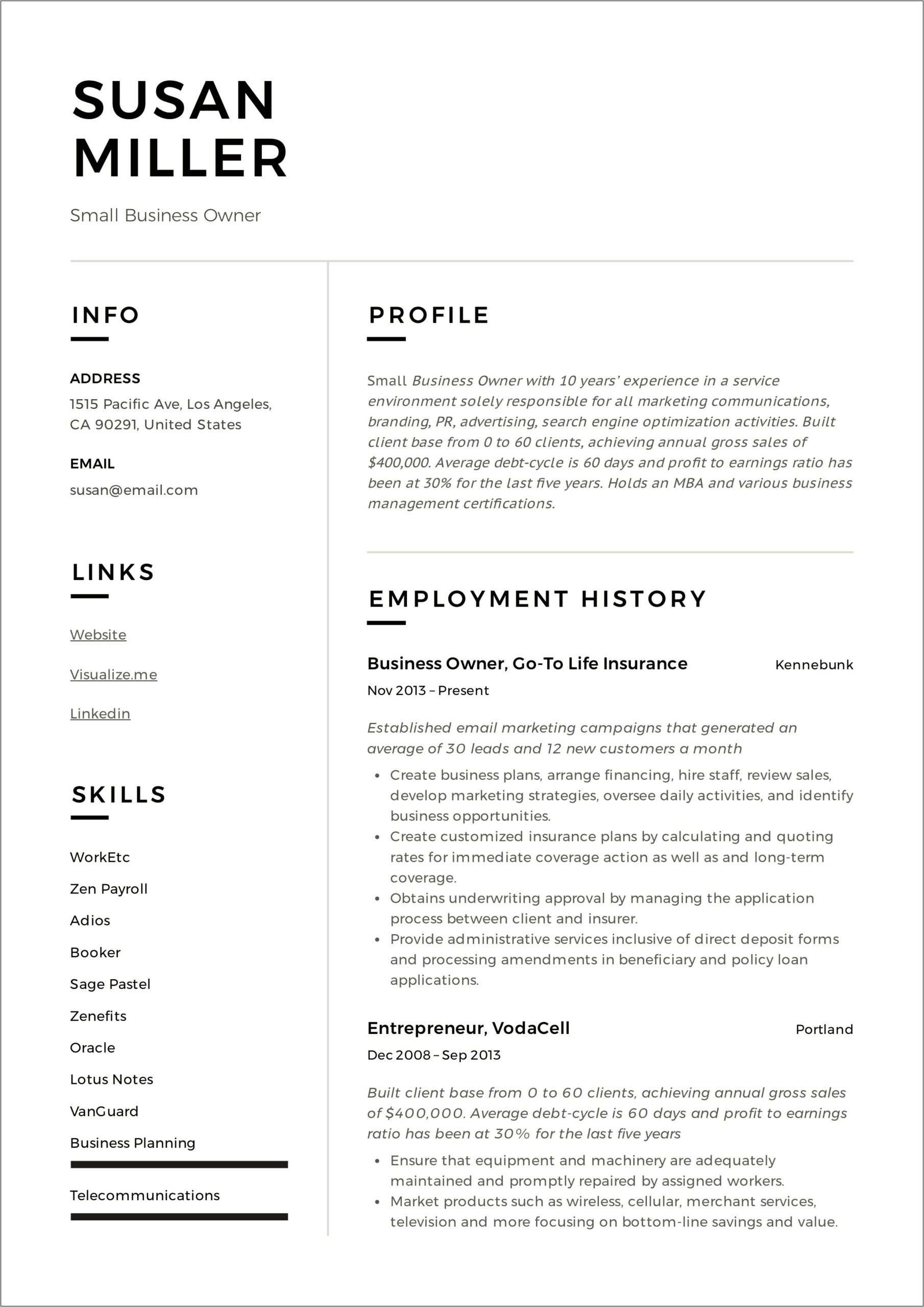 Business Skills For Resume Examples