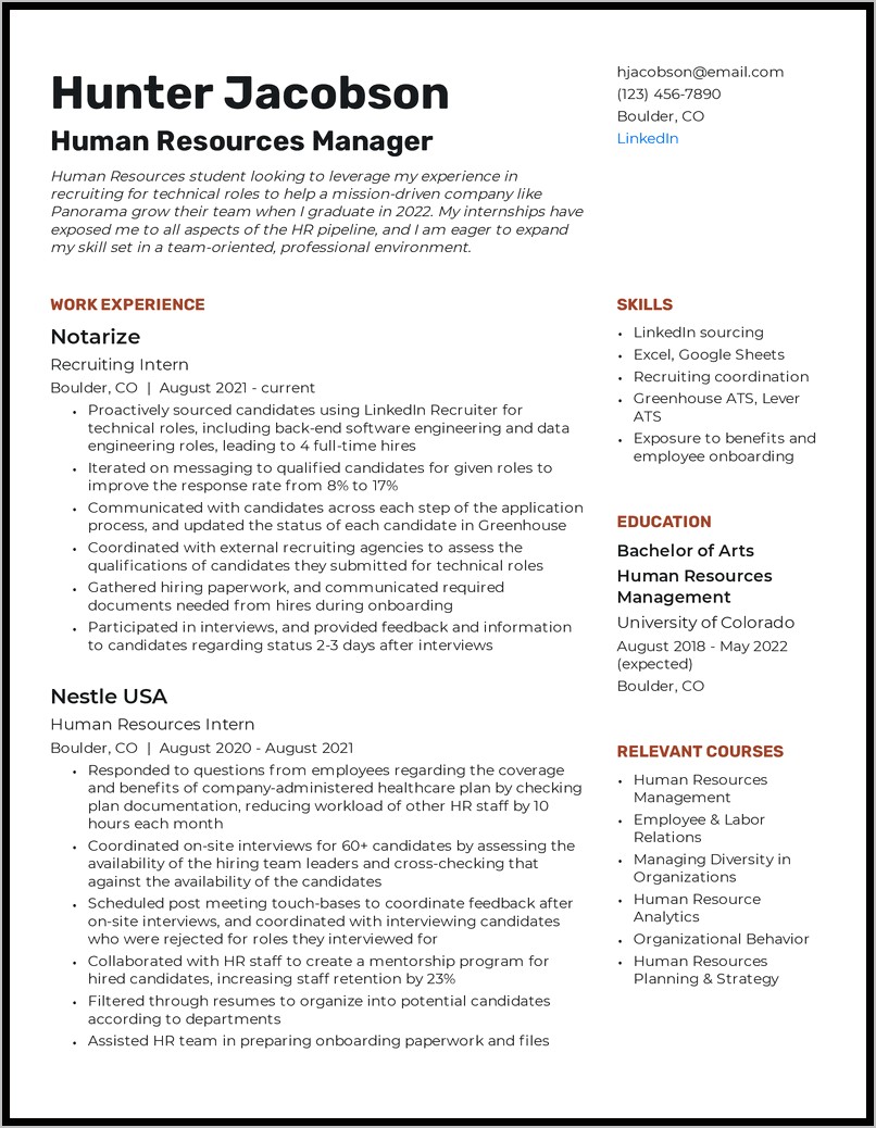 Business Student Skills For Resume