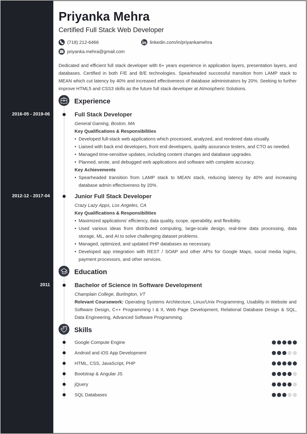 C Unix Developer Sample Resume