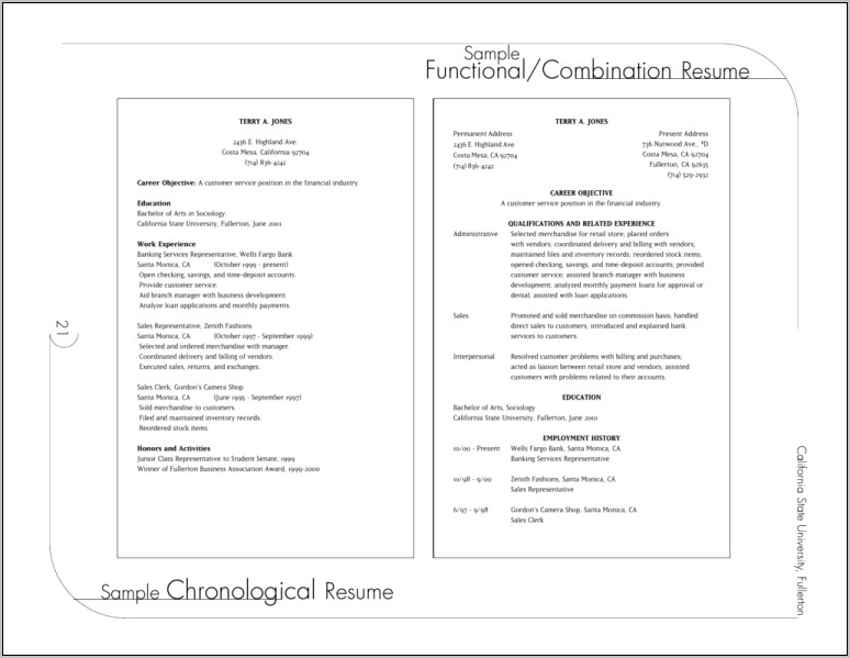 Cal State Fullerton Resume Example