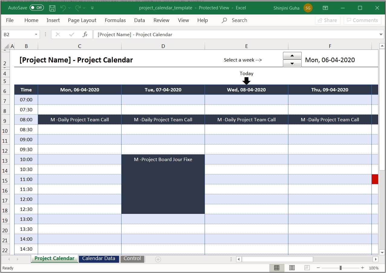 Calendar With Key Dates Excel Template Download