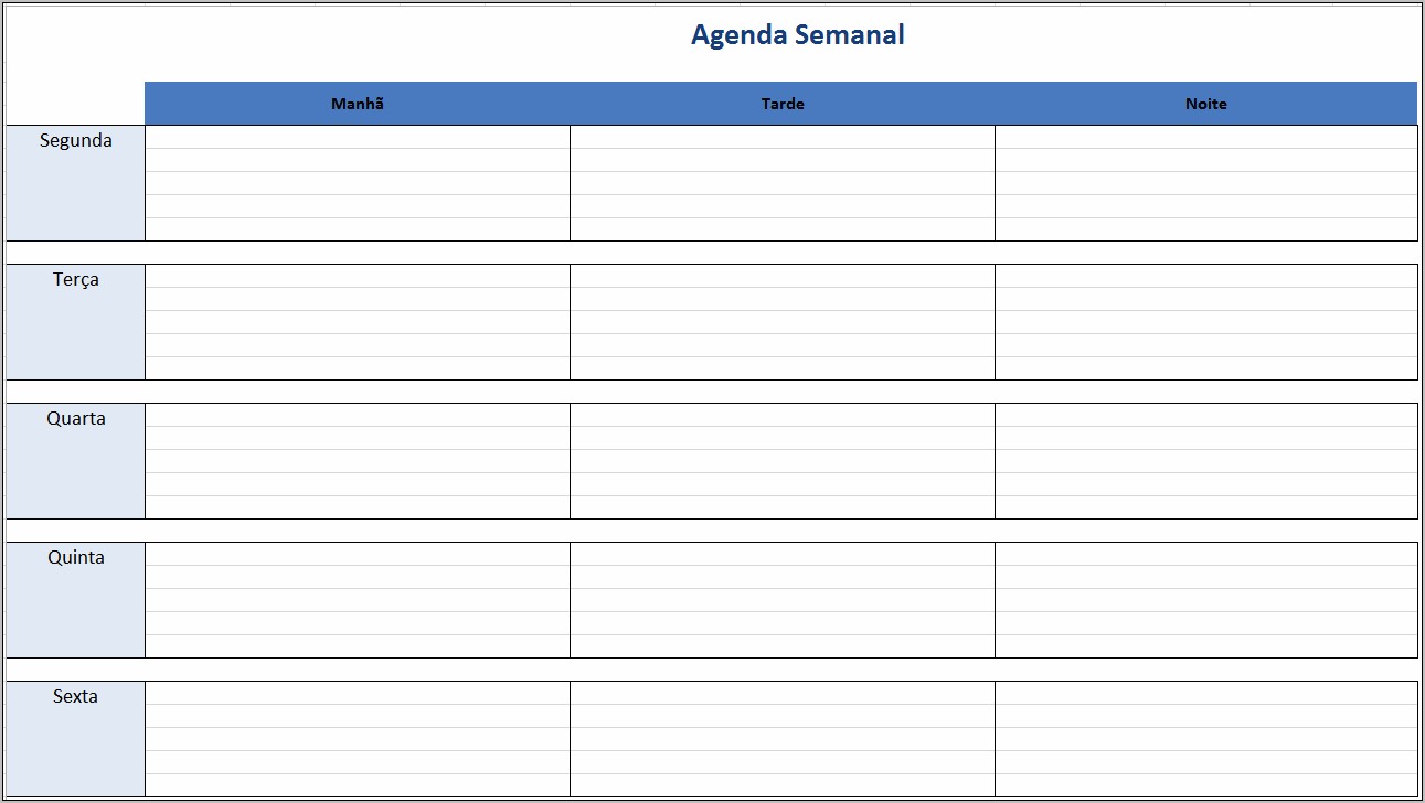 Calendario Semanal Template Open Office Download