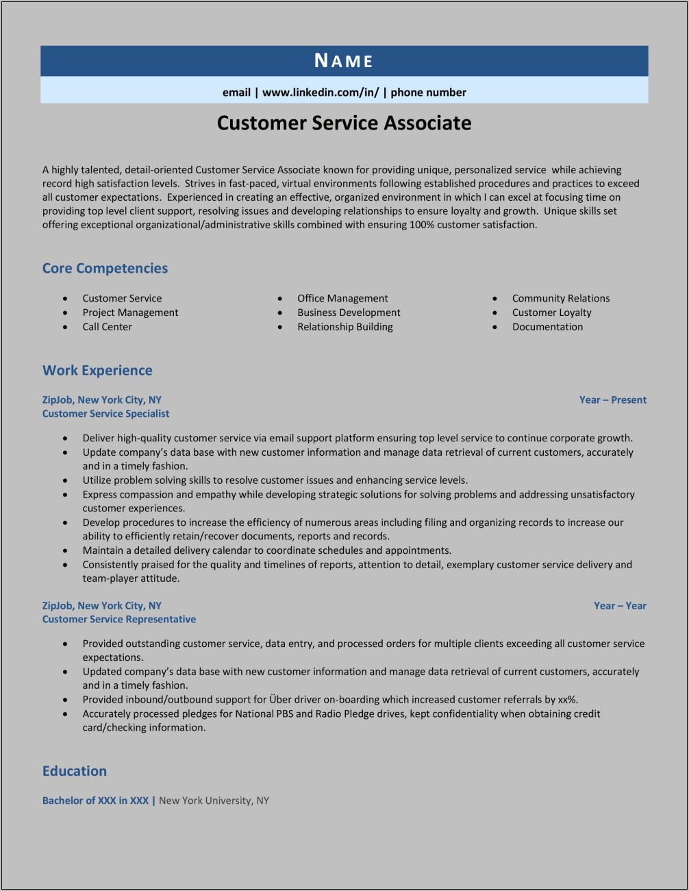 Call Center Documentation Skills Resume