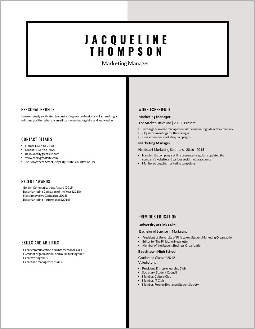 Call Time Political Manager Resume