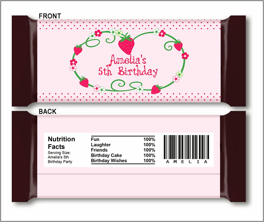 Candy Wrapper Template Download Front And Back