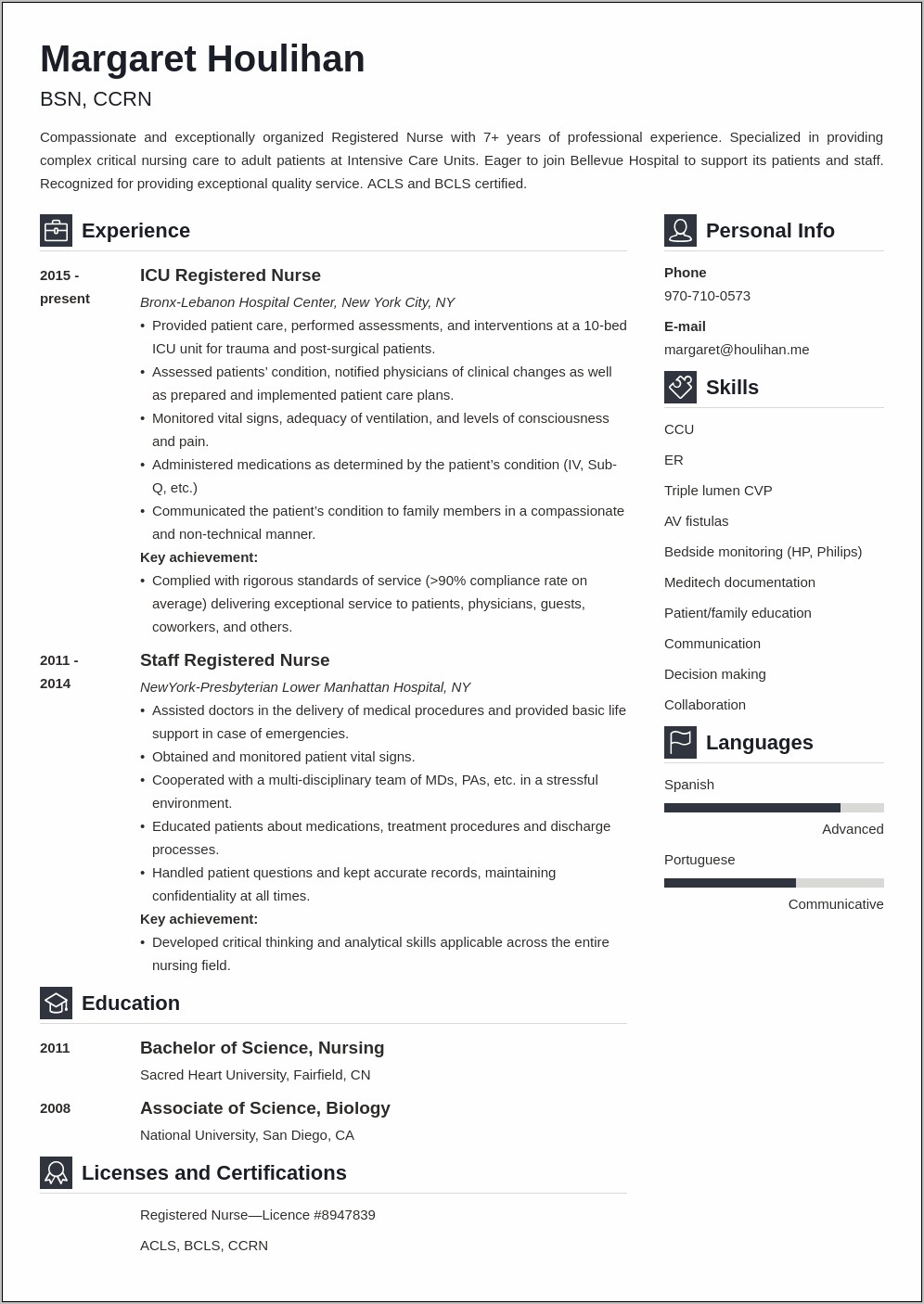 Cardiac Nurse Resume Example Sample