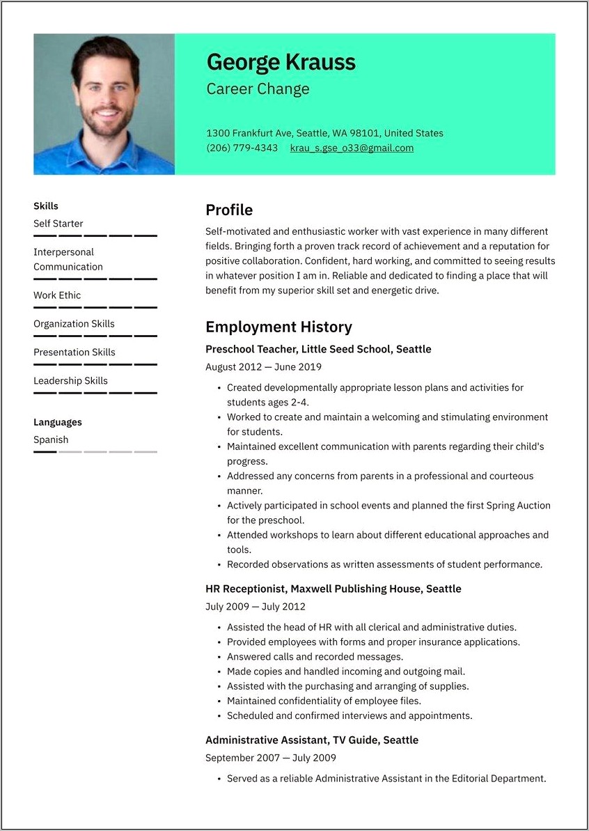 Career Change Summary Resume Examples