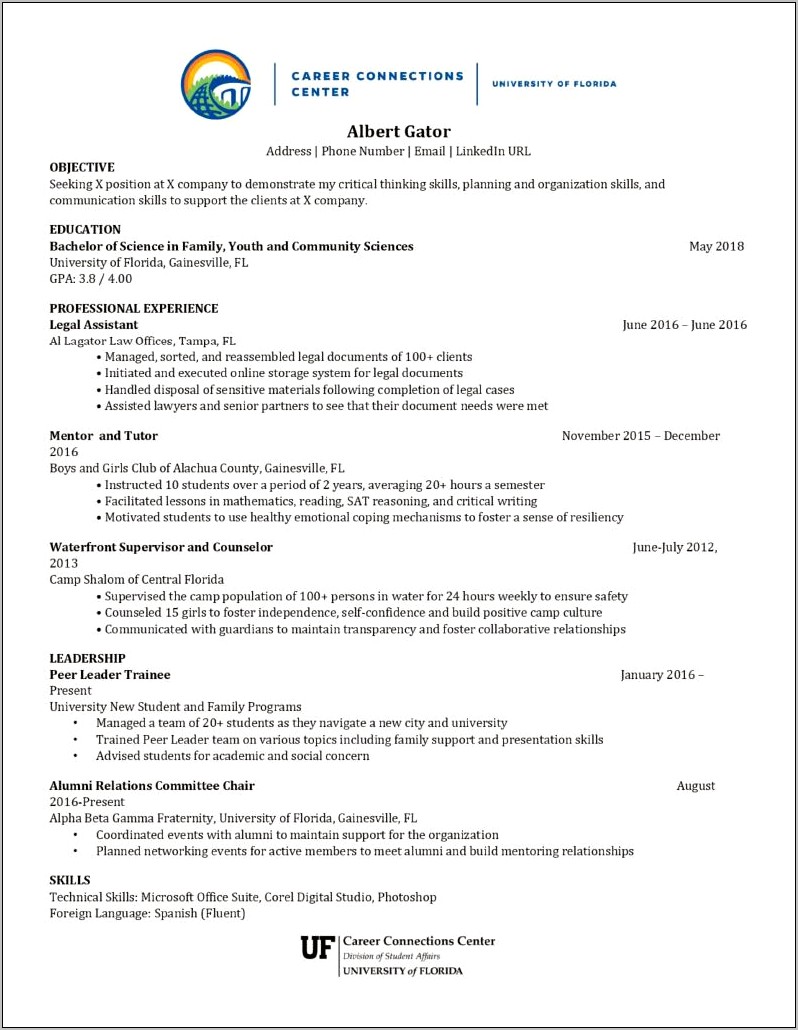 Career Objective For College Resume