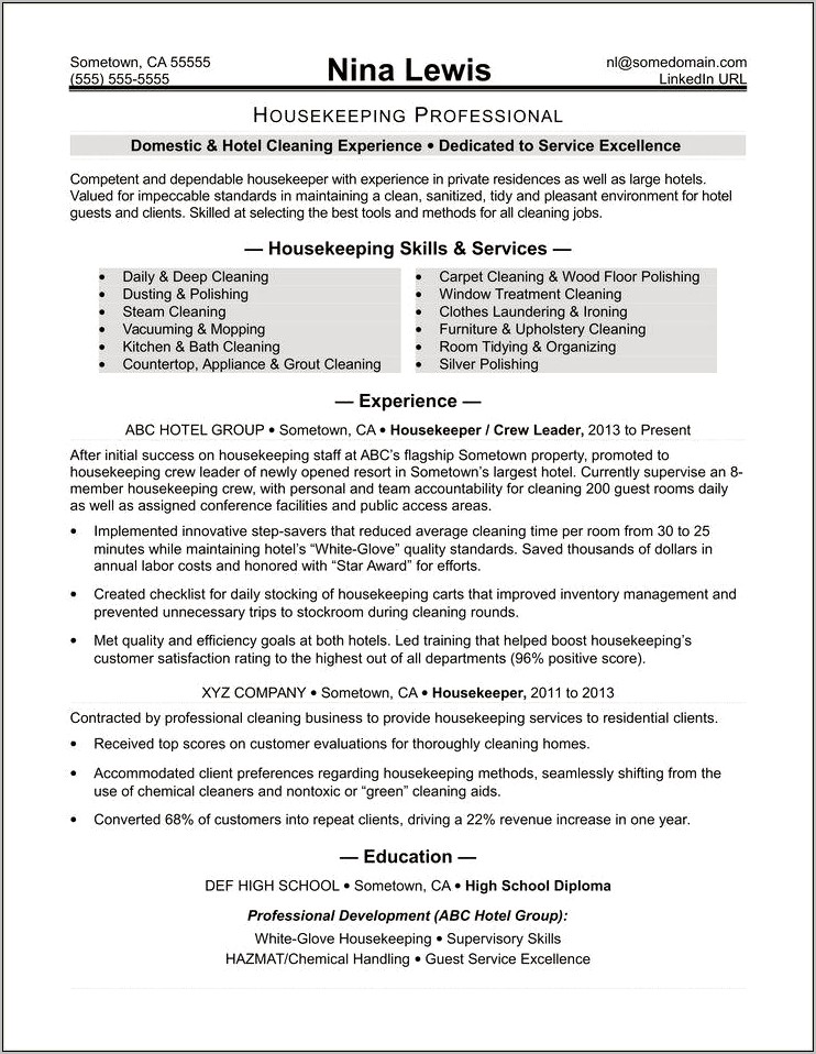Carpet Cleaning Job Description Resume