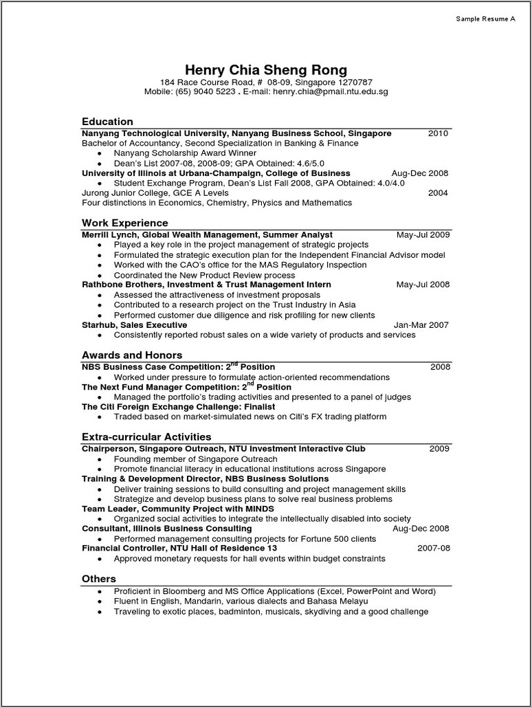 Case Competition On Resume Example