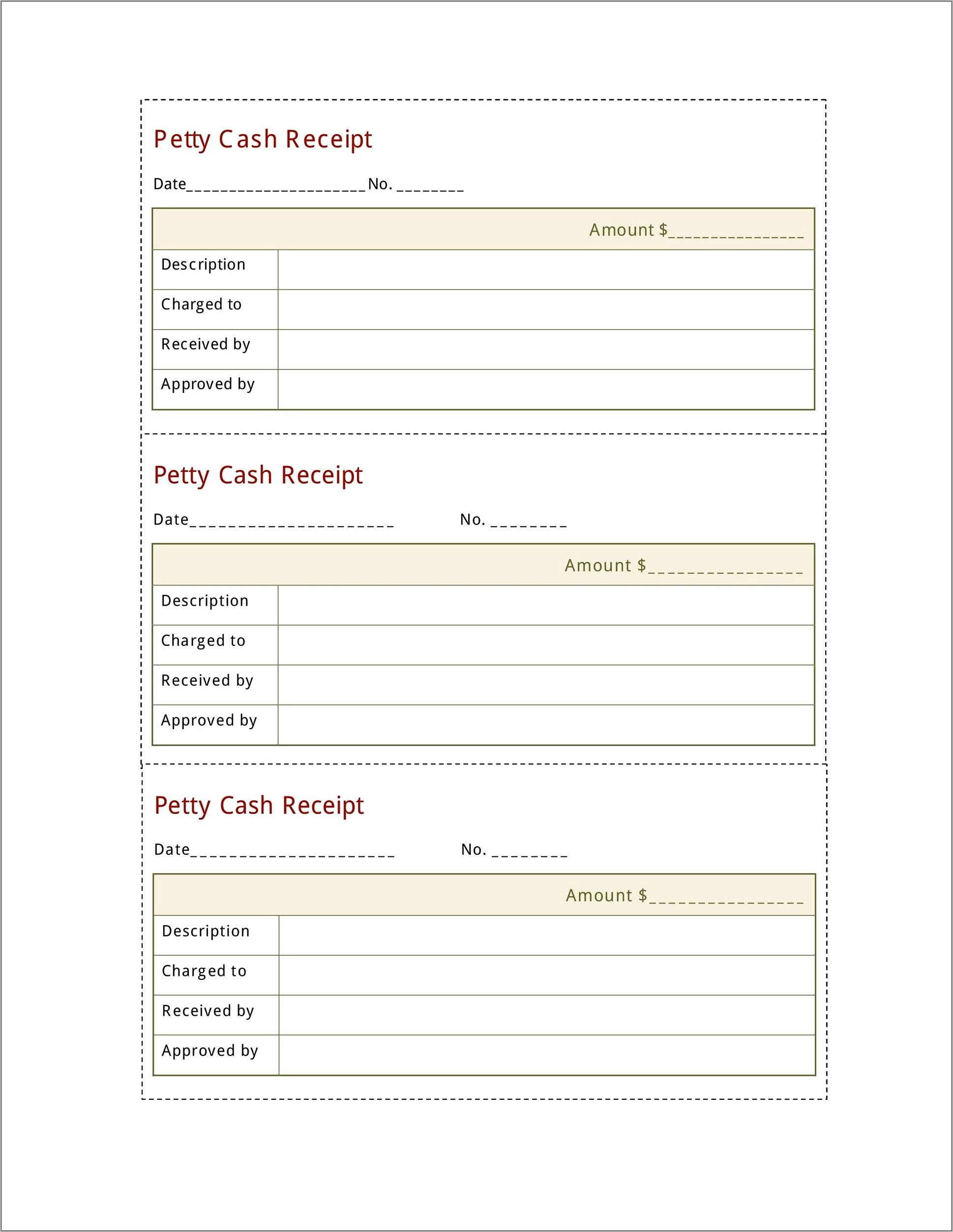 Cash Receipt Template Word Doc Download