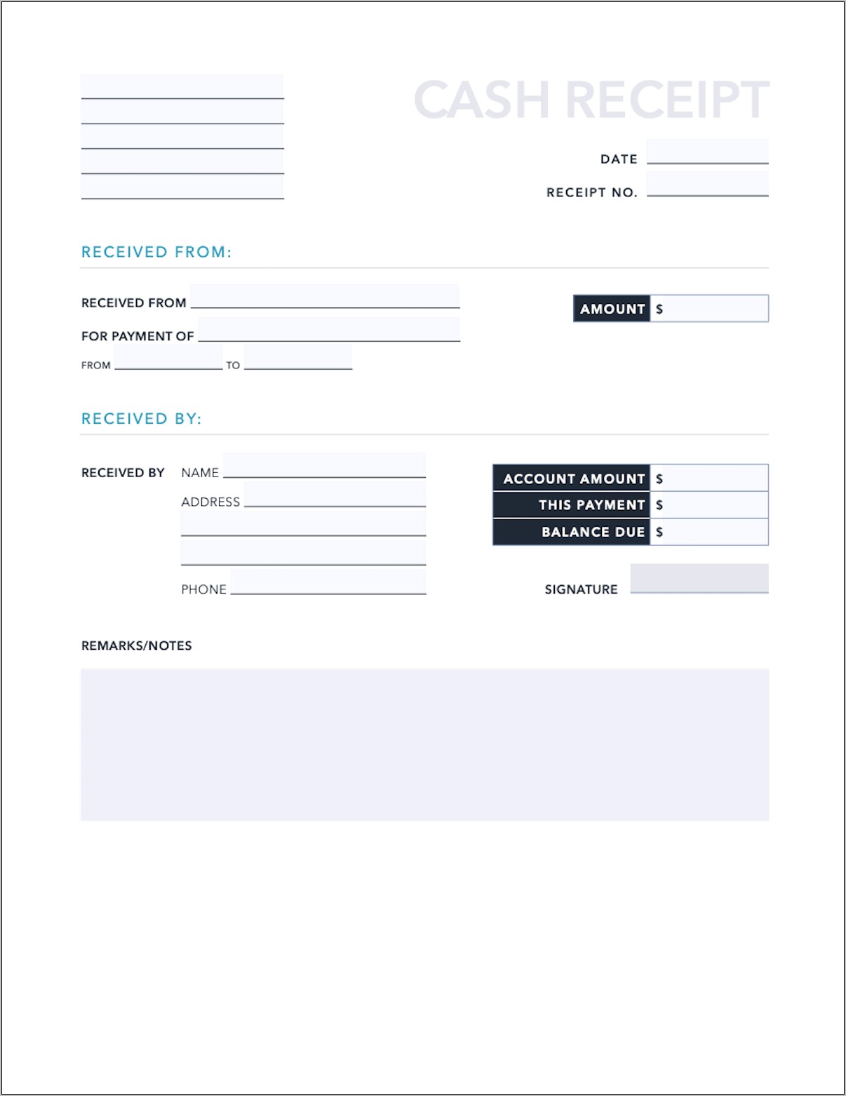 Cash Sale Receipt Template Word Download