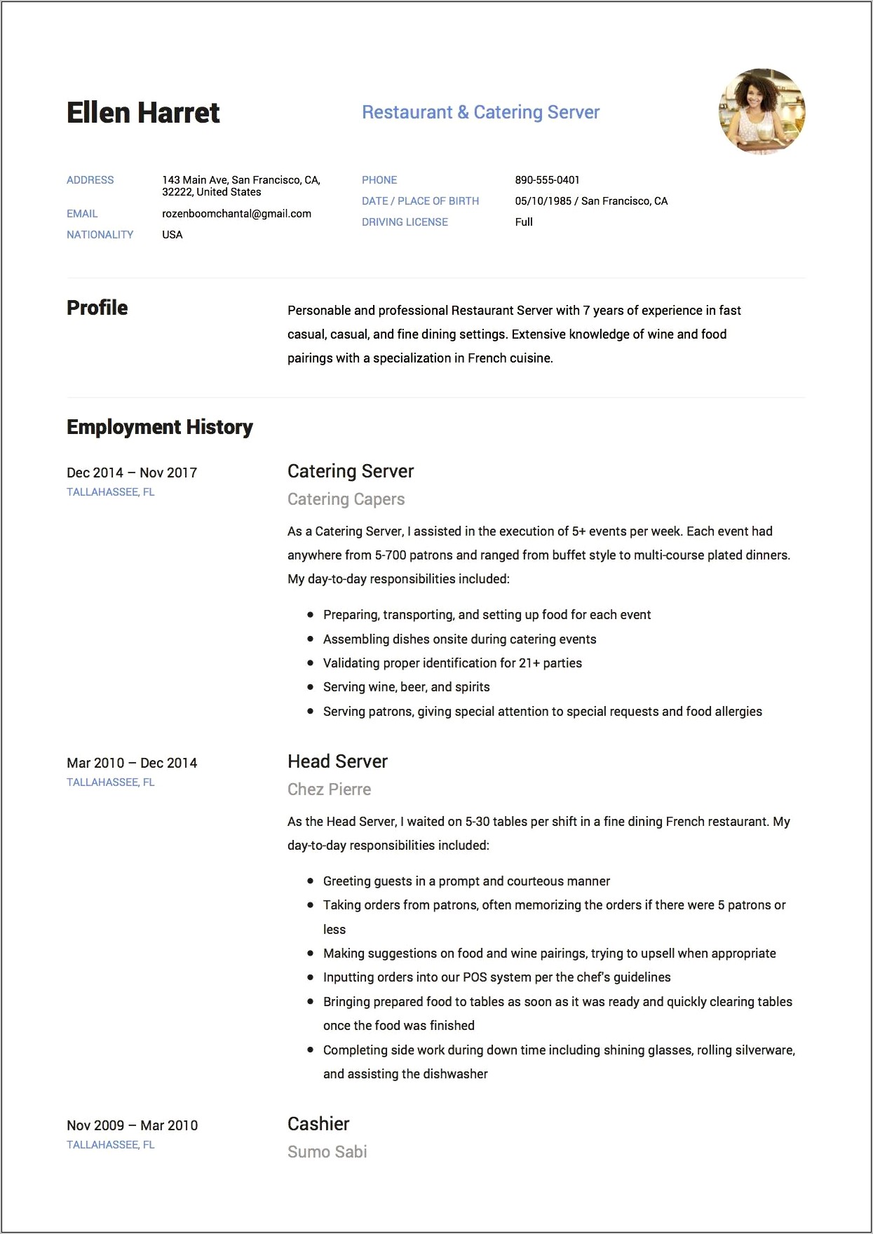 Cashier And Hostess Resume Skills