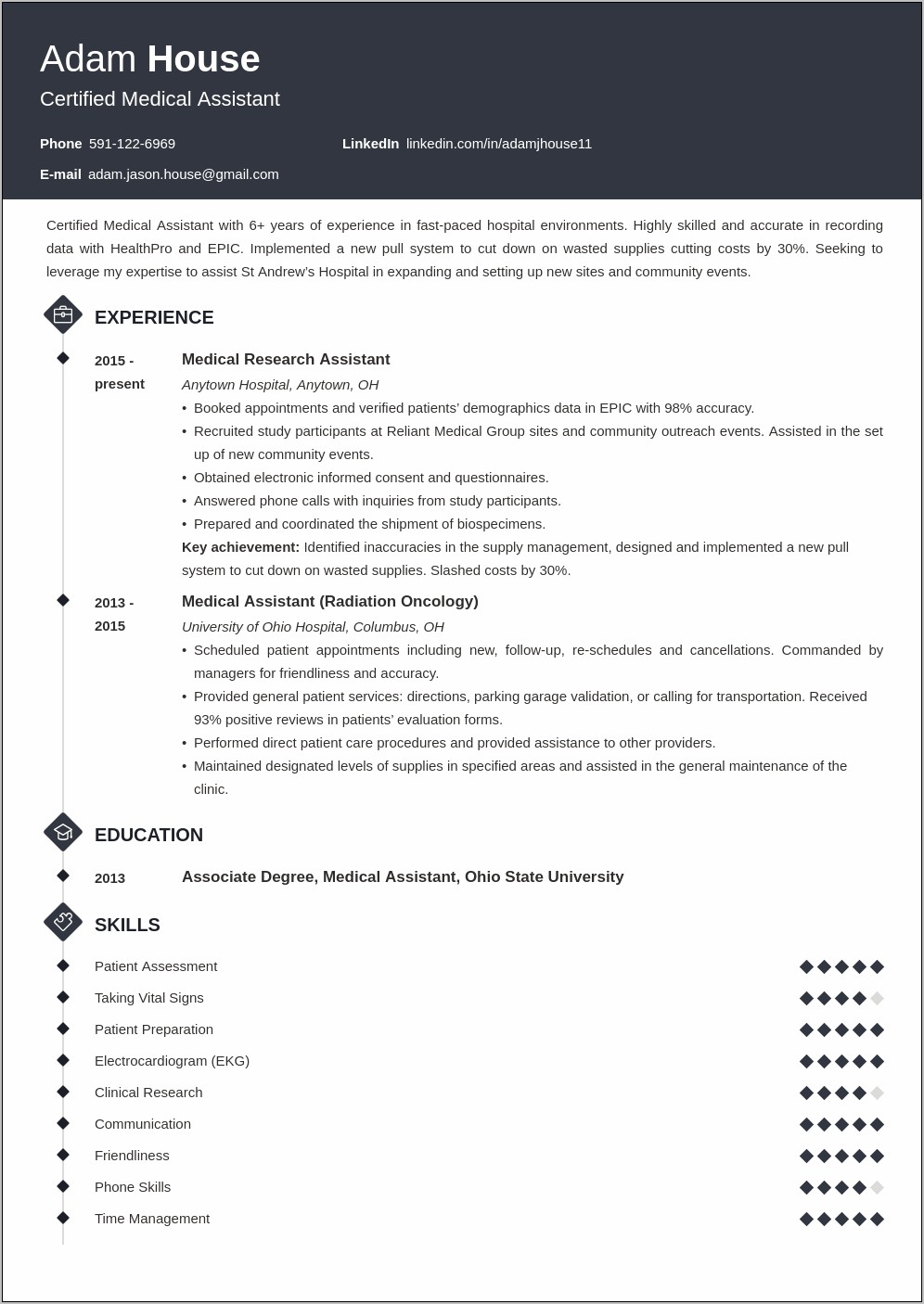 Certified Medical Assistant Objective Resume