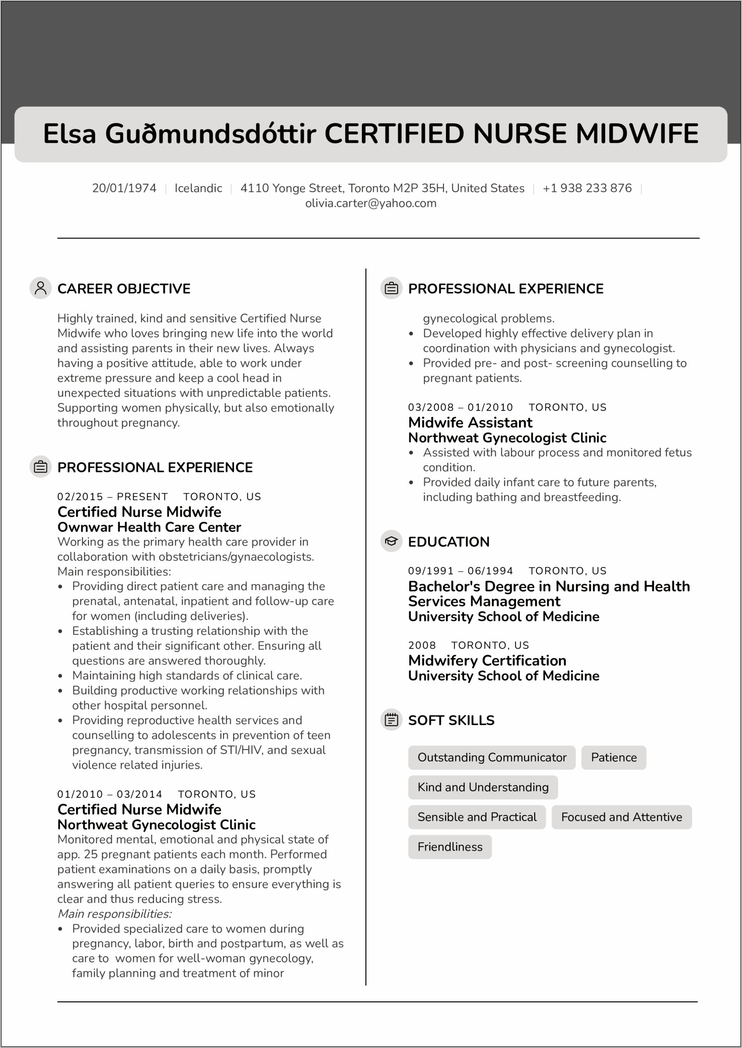 Certified Nurses Aide Resume Example