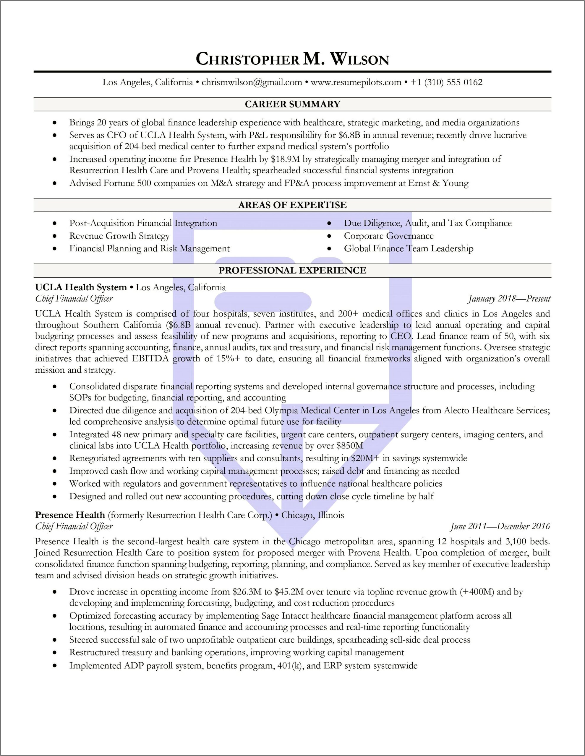 Cfa Level 1 Resume Sample