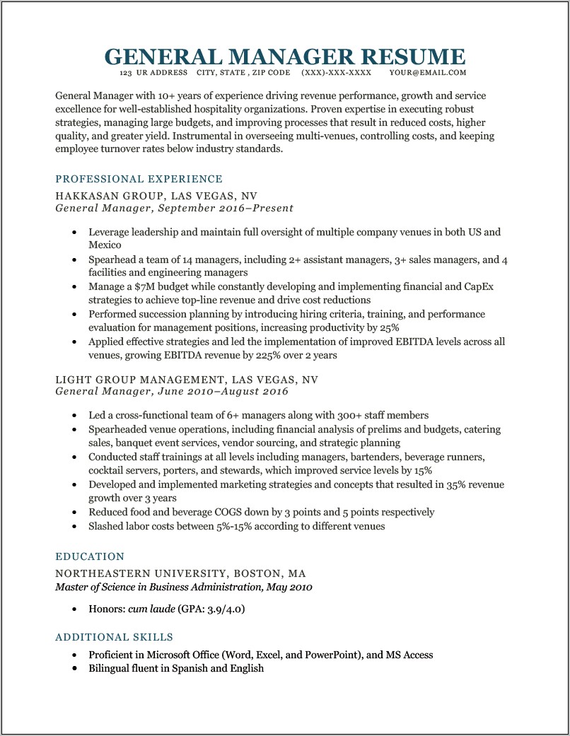 Change Management Examples For Resume