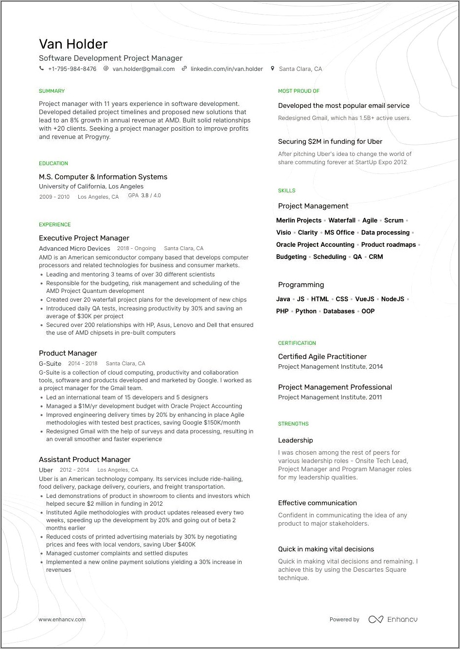 Chemical Engineering Project Manager Resume