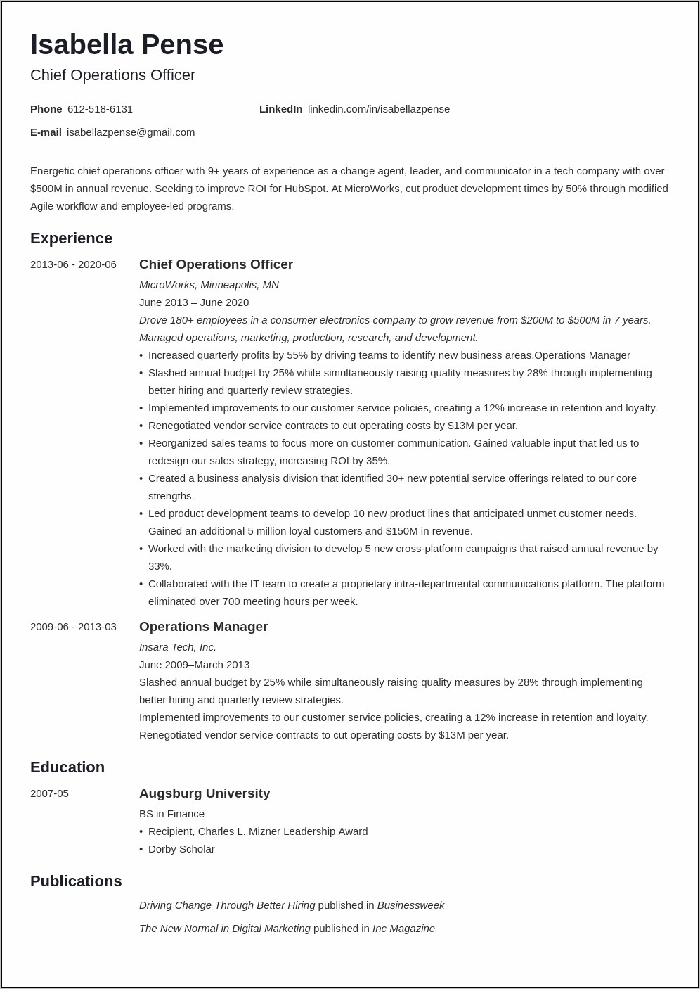 Chief Digital Officer Resume Examples