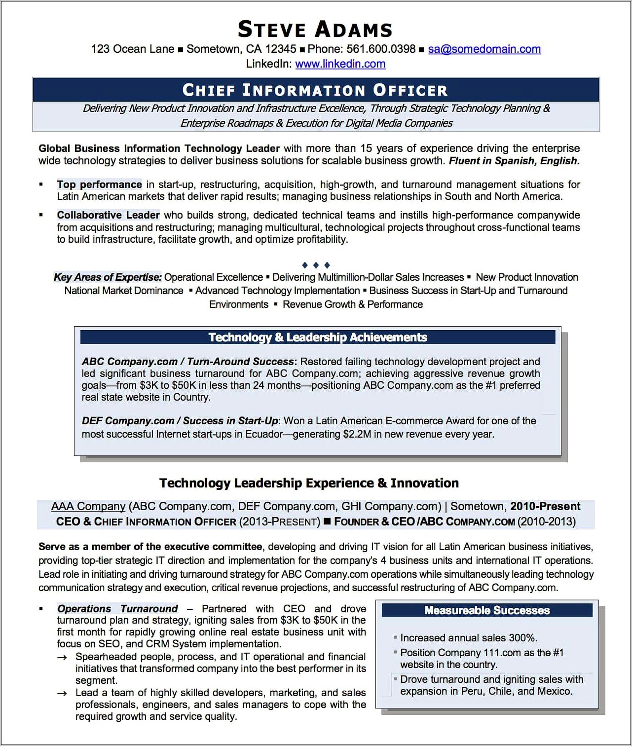 Chief Managing Member Resume Samples