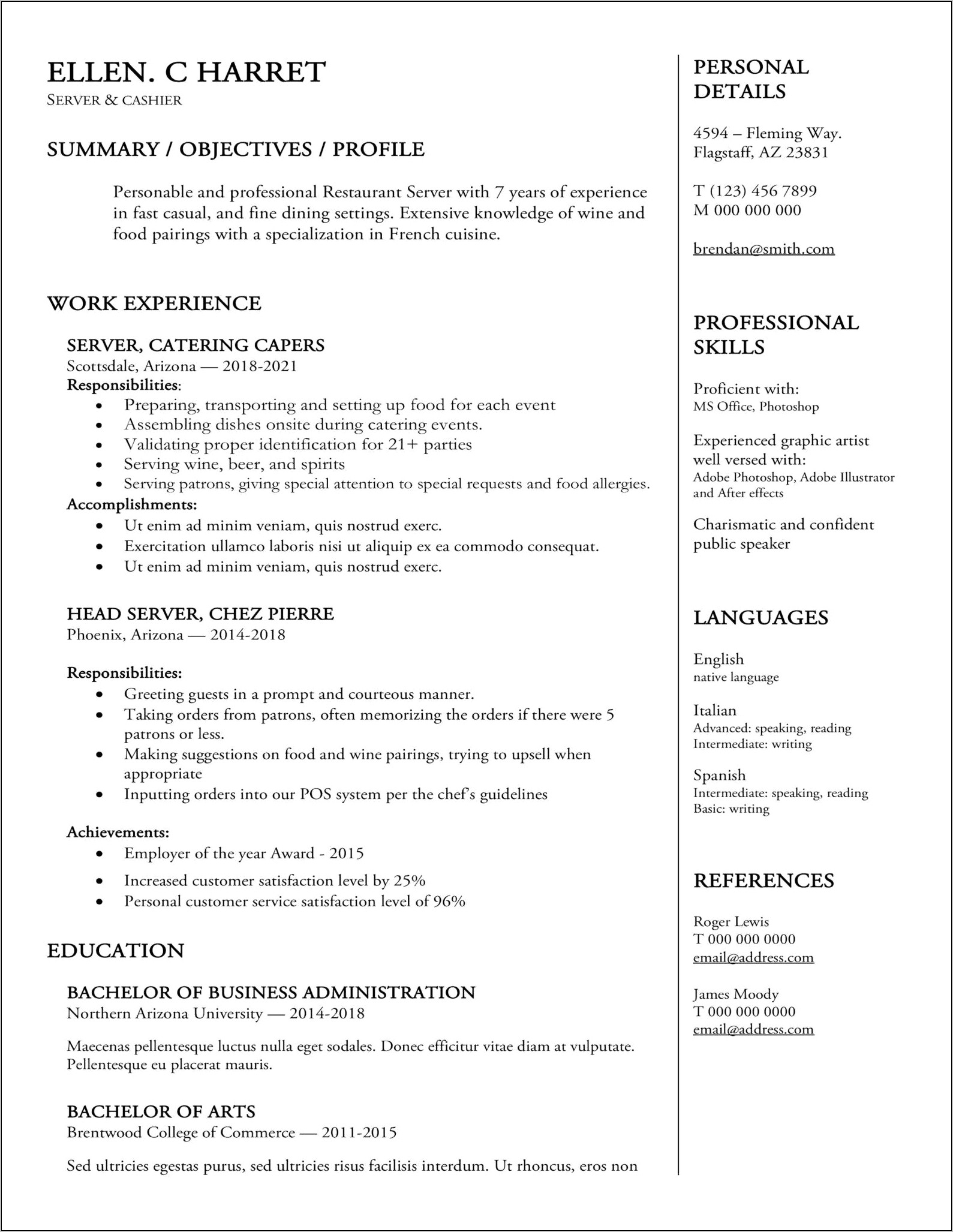 Chronological It Resume Template Free