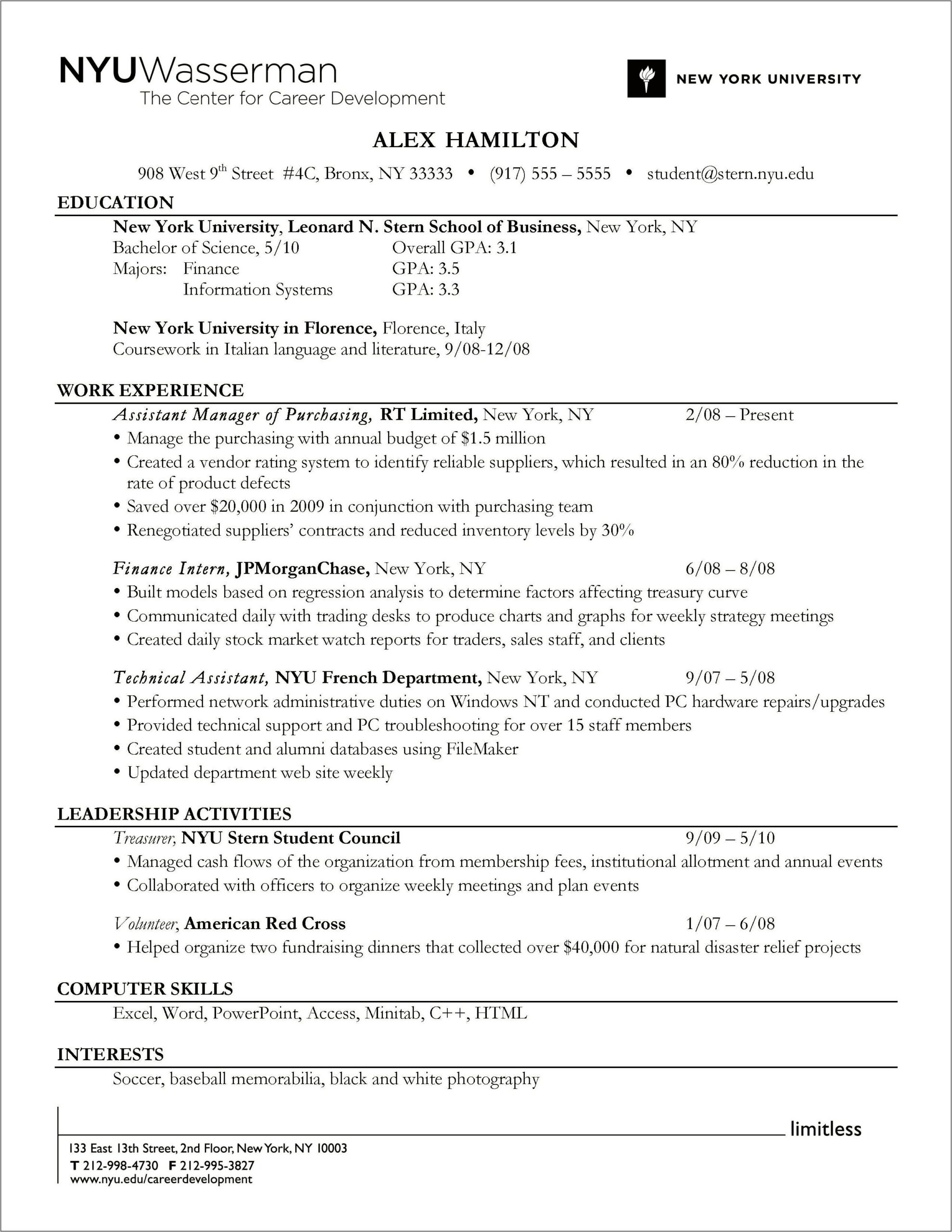 Chronological Order Example In Resume