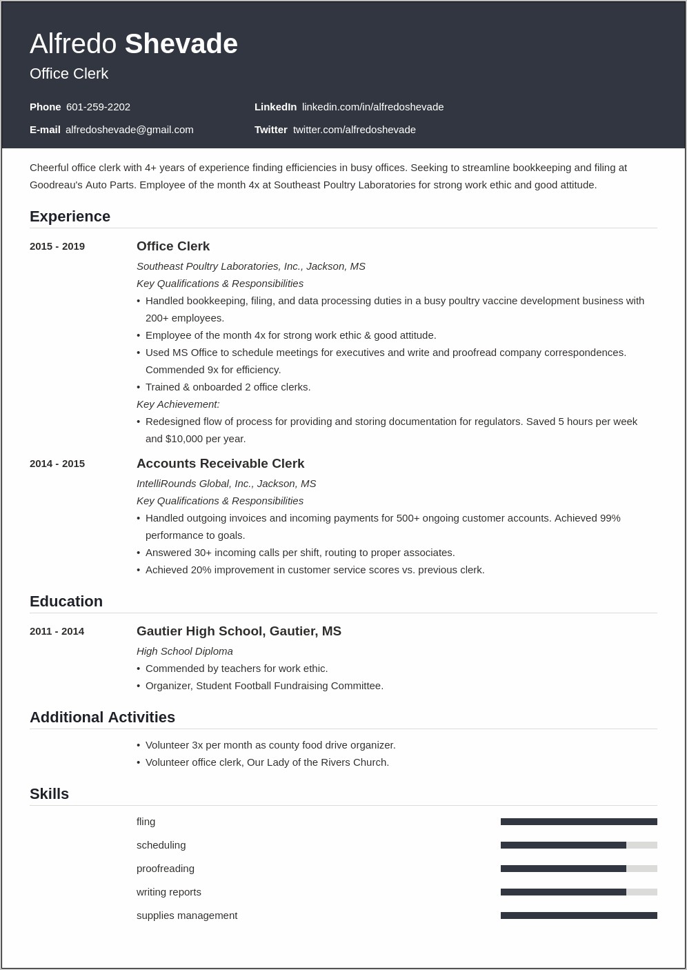 Church Administrative Assistant Resume Sample