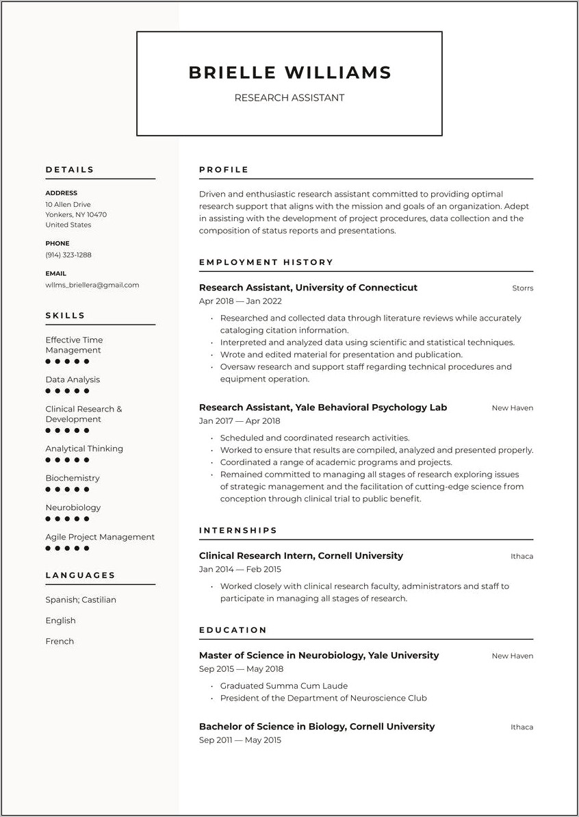 Cincial Research Coordinator Sample Resume