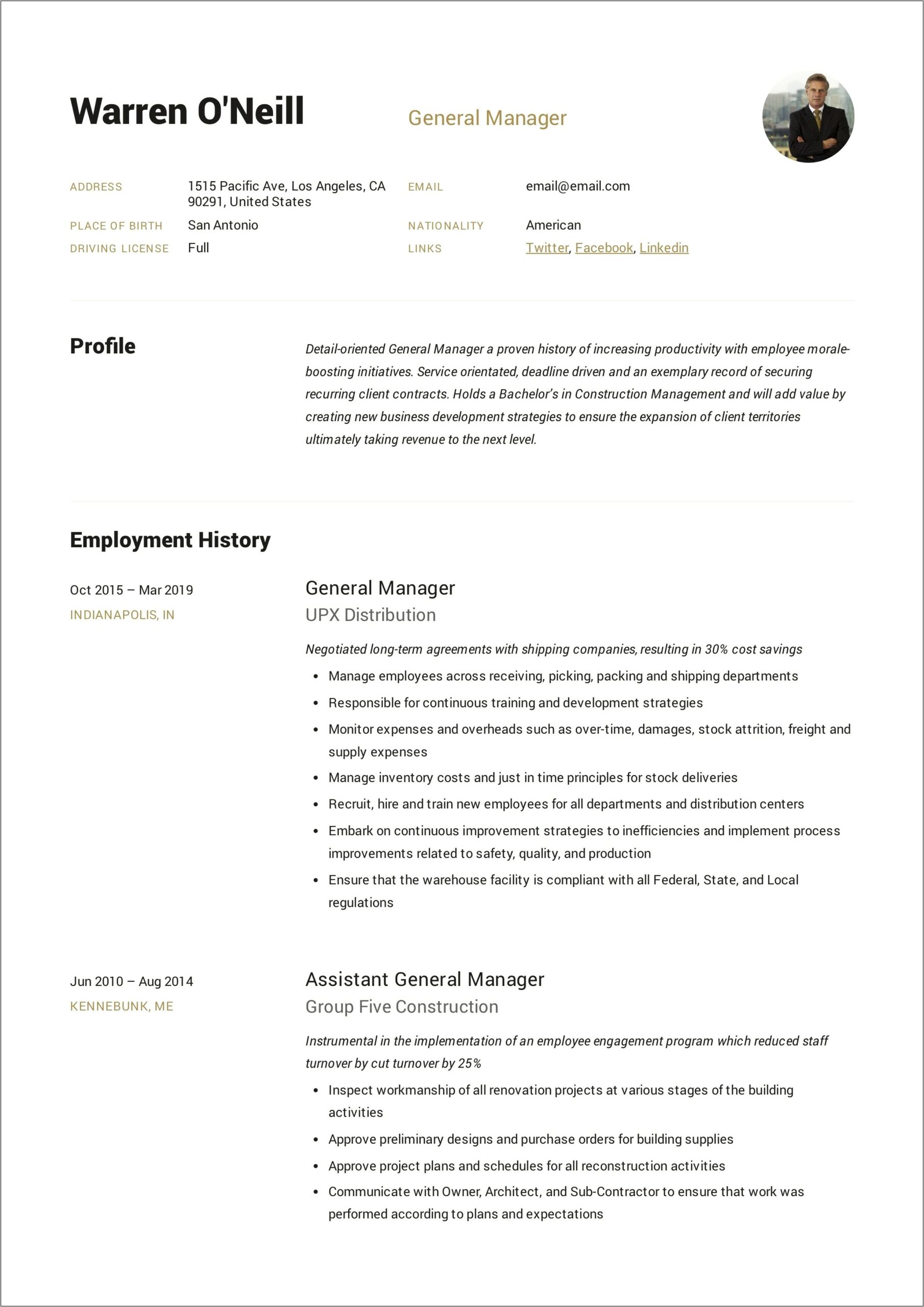 Circle K Assistant Manager Resume