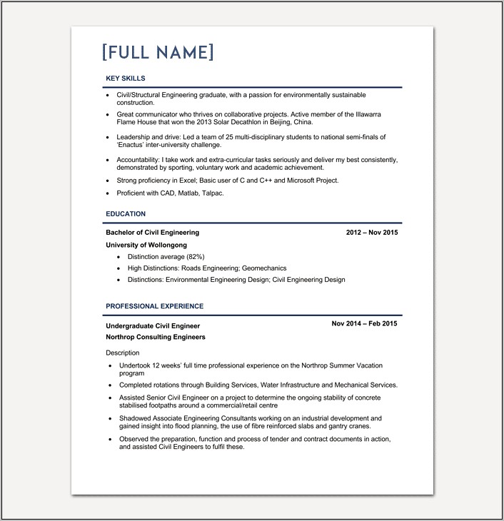 Civil Engineering Fresher Resume Objective