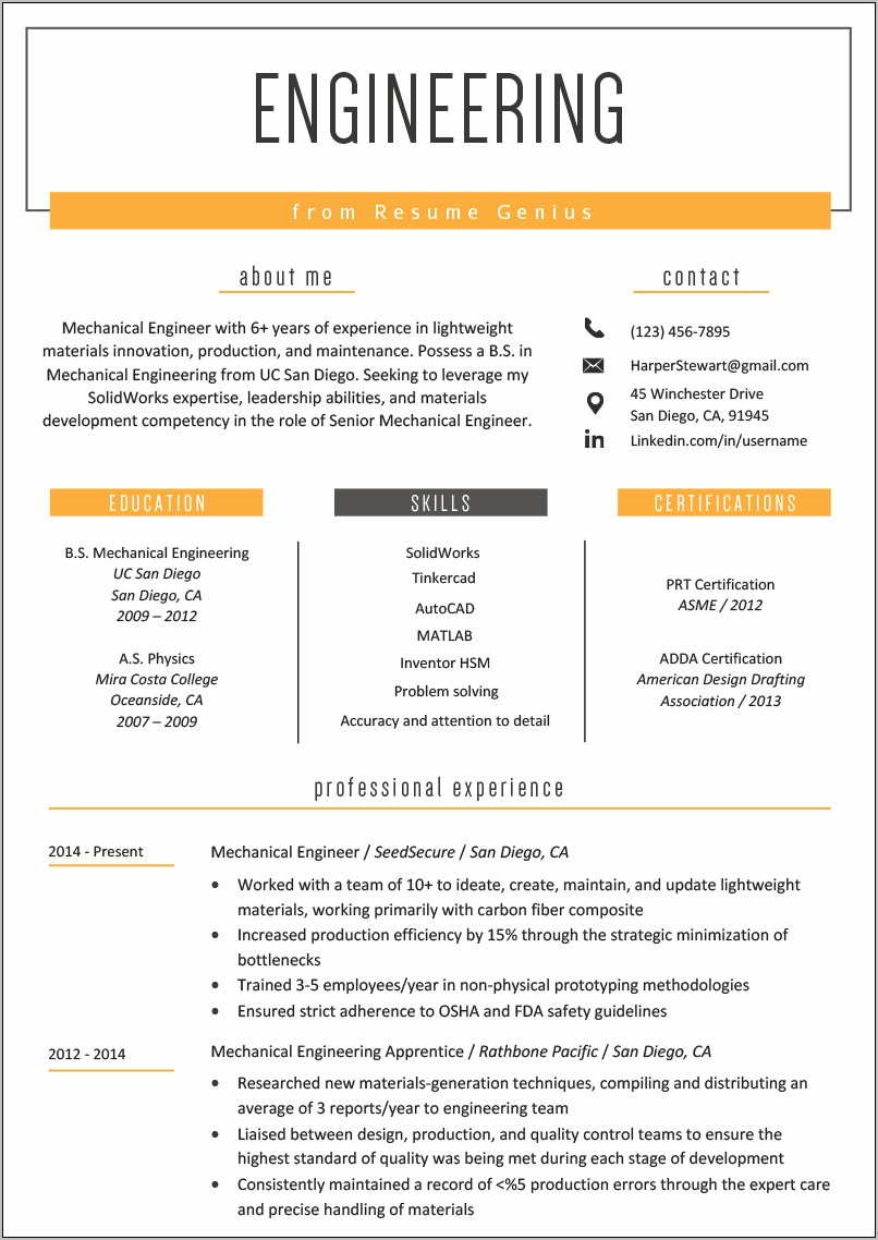 Civil Engineering Technician Resume Examples