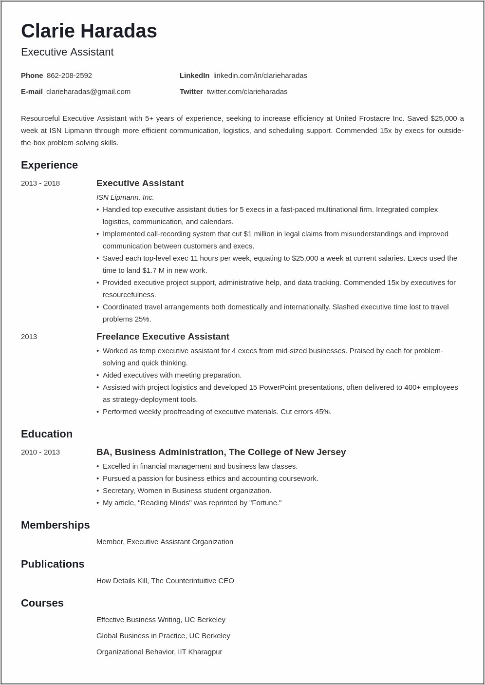 Claims Administrative Assistant Resume Sample