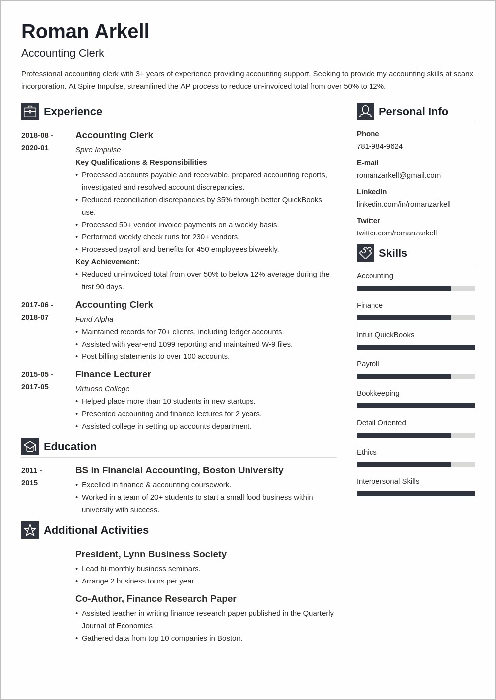 Clerical Resume Skills And Qualifications