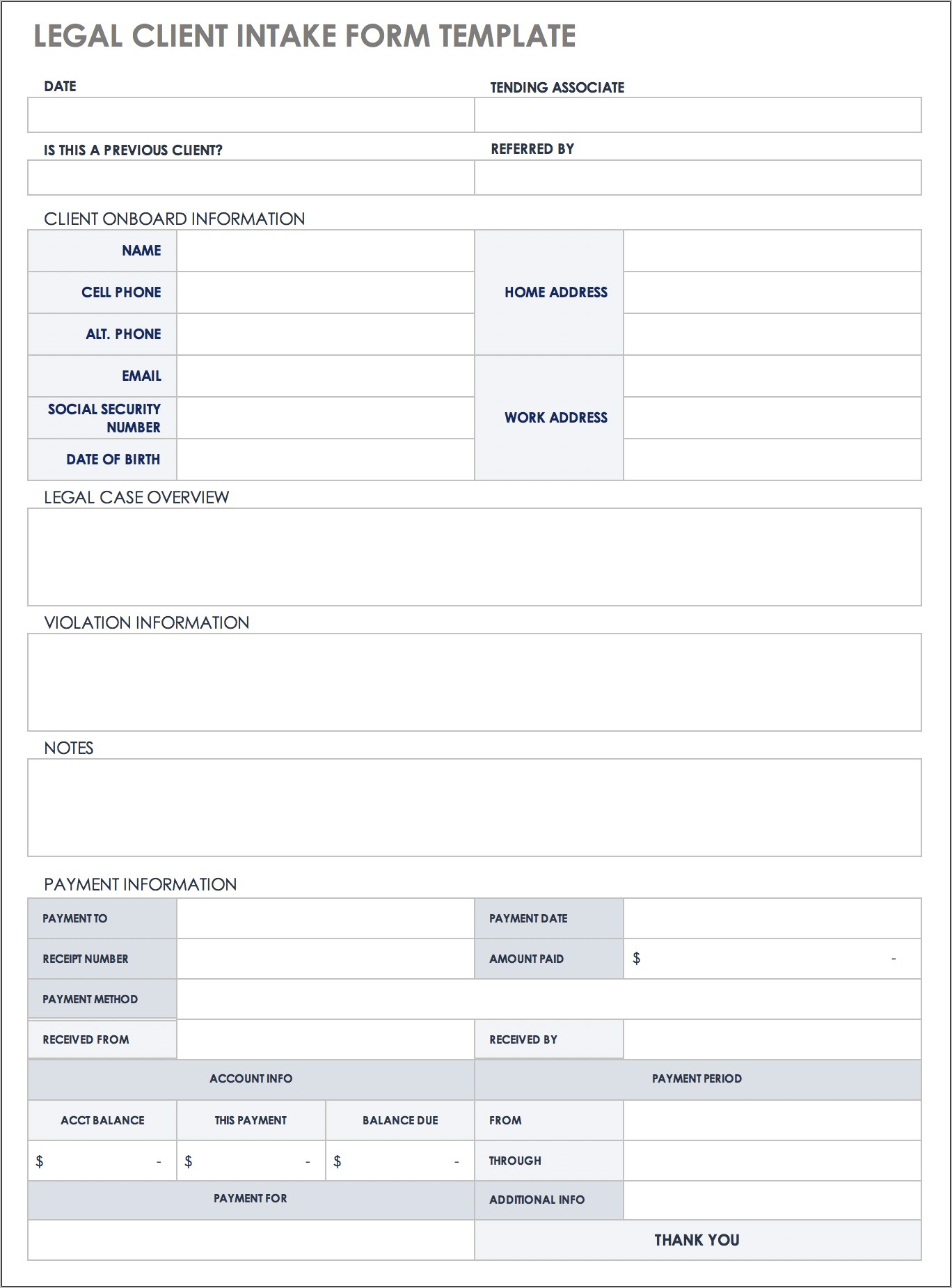 Client Intake Form Legal Template Download