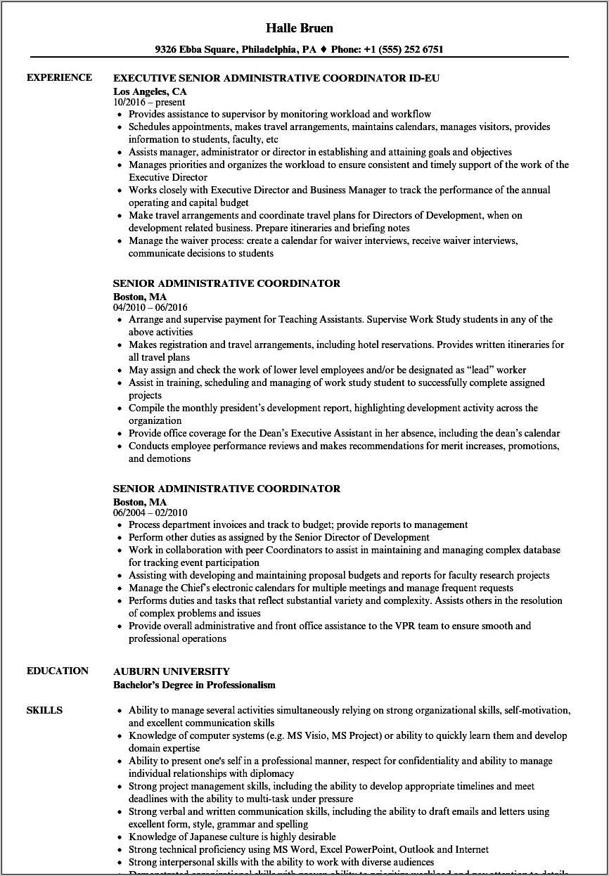 Clinical Administrative Coordinator Resume Objective