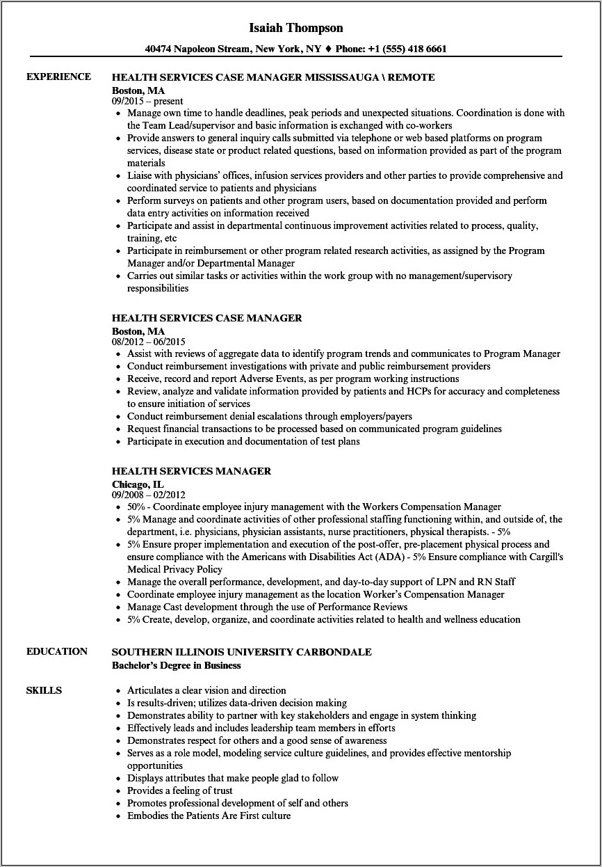 Clinical Manager Home Health Resume