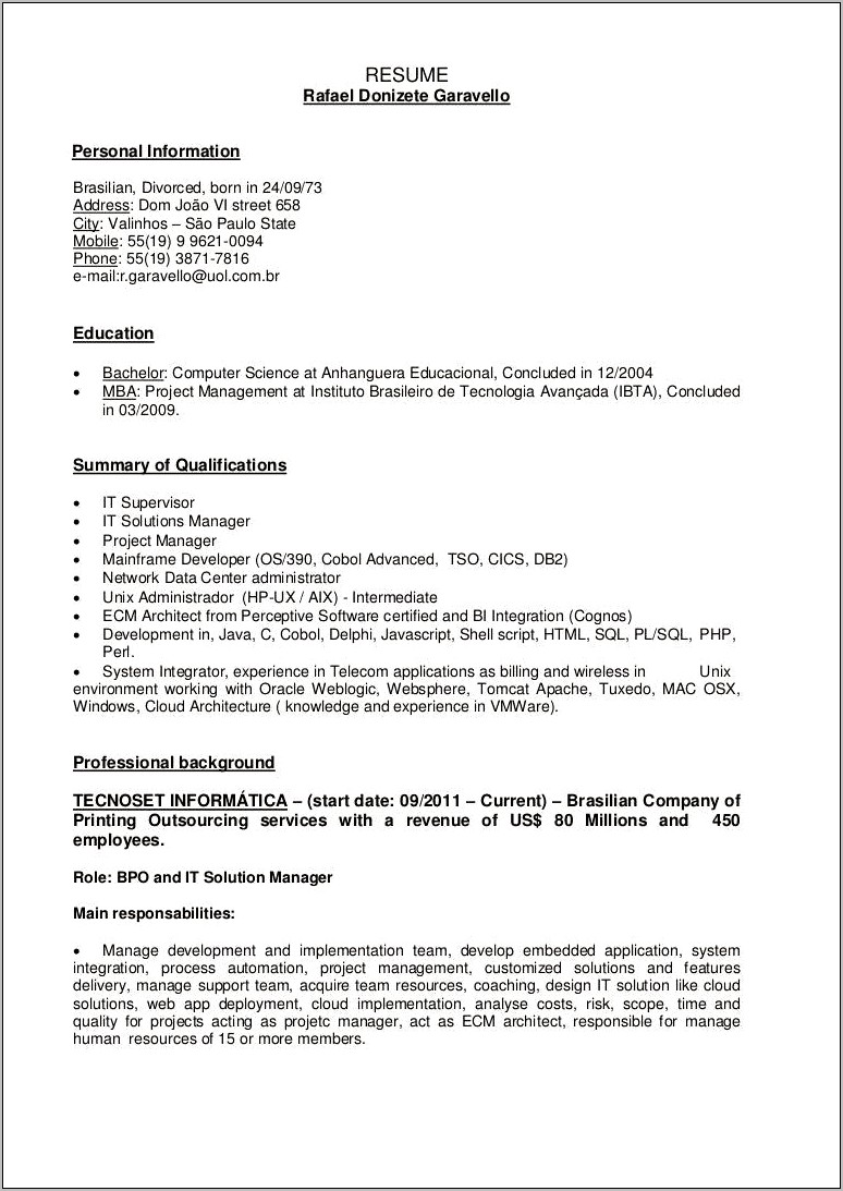 Cloud Implementation Project Manager Resume